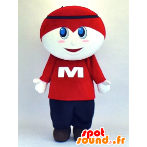 Mascote branco Menino no vestido azul e vermelho - MASFR27351 - Yuru-Chara Mascotes japoneses