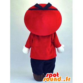 Mascotte de garçon blanc en tenue bleue et rouge - MASFR27351 - Mascottes Yuru-Chara Japonaises