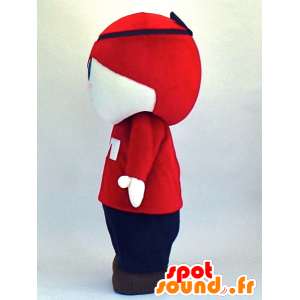 Hvit gutt maskot i blå kjole og rød - MASFR27351 - Yuru-Chara japanske Mascots