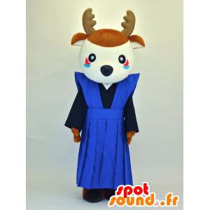 Mascot Wapiti Shikamaru, valkoinen ja ruskea hirvi - MASFR27355 - Mascottes Yuru-Chara Japonaises
