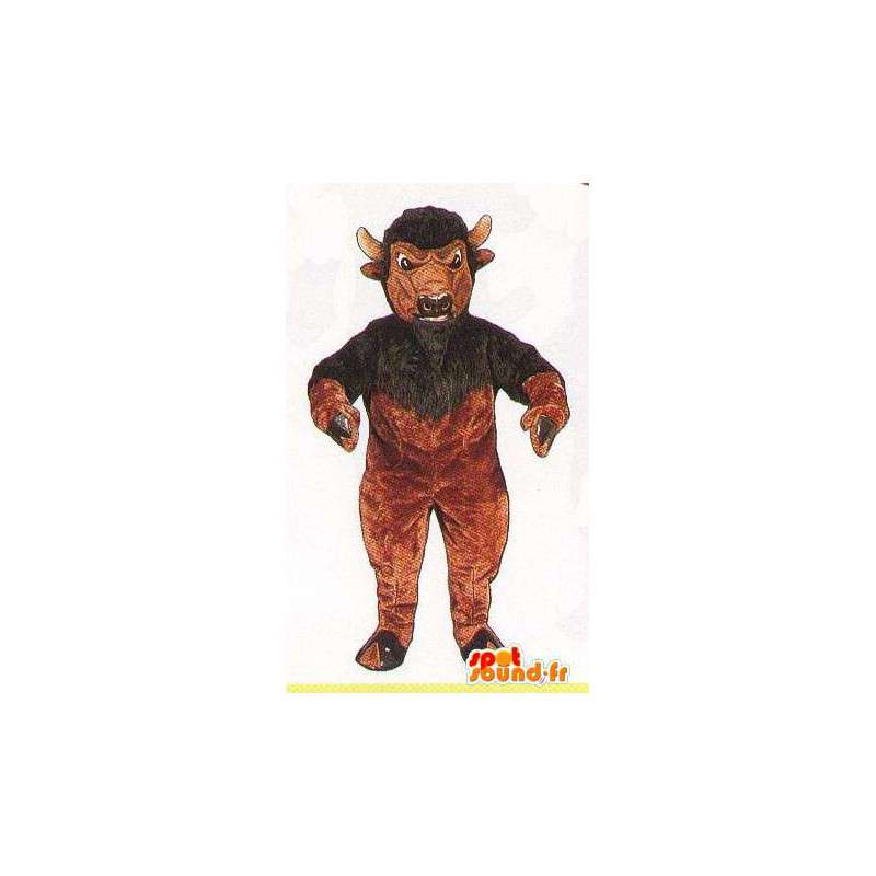 Ruskea ja musta puhvelin maskotti - Muokattavat Costume - MASFR007060 - Mascotte de Taureau
