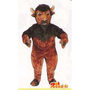 Bruin en zwart buffel mascotte - Klantgericht Costume - MASFR007060 - Mascot Bull