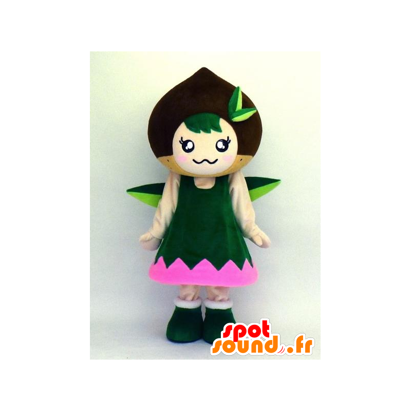 Kurimin mascote, boneco de neve, verde elfo e rosa, alegre - MASFR27359 - Yuru-Chara Mascotes japoneses