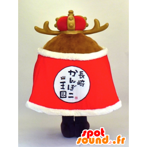 Mascotte de Longan king, bonhomme en tenue de roi avec des bois - MASFR27361 - Mascottes Yuru-Chara Japonaises