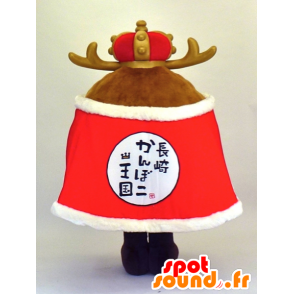 Mascot Longan king, king held in man with wooden - MASFR27361 - Yuru-Chara Japanese mascots