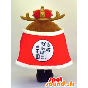 Mascotte de Longan king, bonhomme en tenue de roi avec des bois - MASFR27361 - Mascottes Yuru-Chara Japonaises