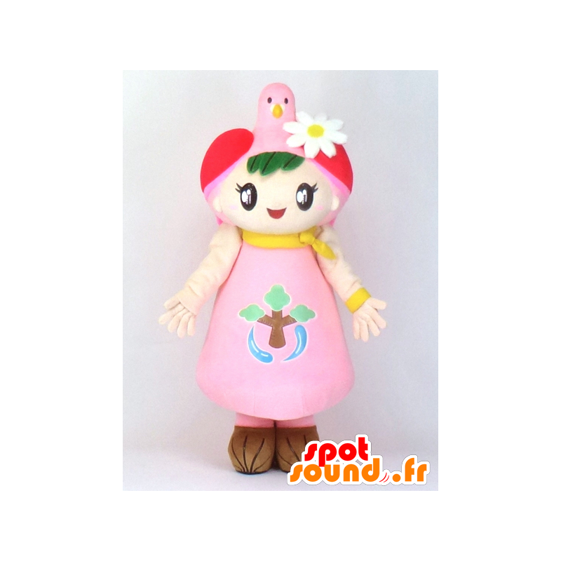 Mascot terminal-chan jente kledd i rosa med en fugl - MASFR27364 - Yuru-Chara japanske Mascots