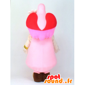 Borne-chan maskot, pige klædt i lyserød med en fugl - Spotsound
