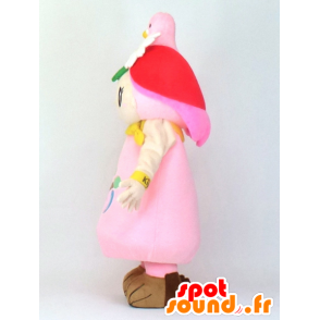 Maskot terminál-chan dívka oblečená v růžovém s ptákem - MASFR27364 - Yuru-Chara japonské Maskoti