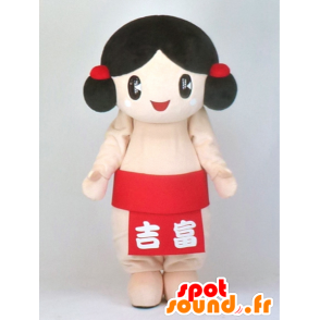 カミンくんのマスコット、相撲のブルネットの女の子-MASFR27365-日本のゆるキャラのマスコット