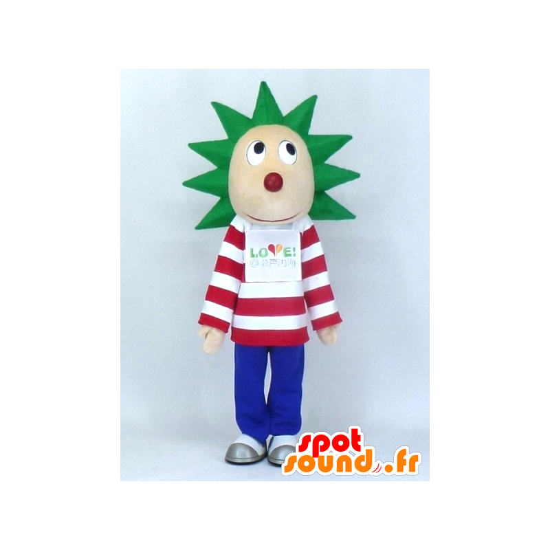 Igel-Maskottchen mit grünen Haaren und Matrosen - MASFR27366 - Yuru-Chara japanischen Maskottchen