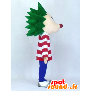 Igel-Maskottchen mit grünen Haaren und Matrosen - MASFR27366 - Yuru-Chara japanischen Maskottchen