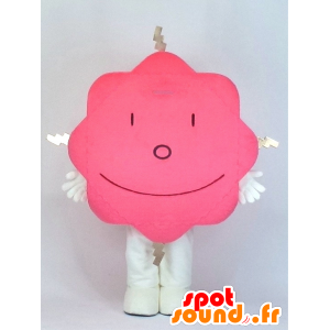 Maskot lyserød sky, kæmpe blomst og smilende - Spotsound maskot