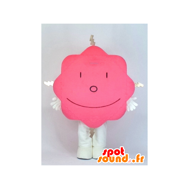 Mascotte nuvola rosa, un fiore gigante e sorridente - MASFR27367 - Yuru-Chara mascotte giapponese