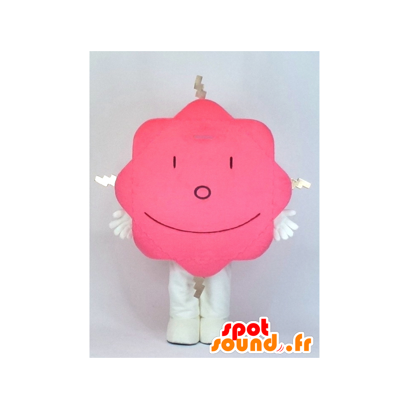 Maskot lyserød sky, kæmpe blomst og smilende - Spotsound maskot