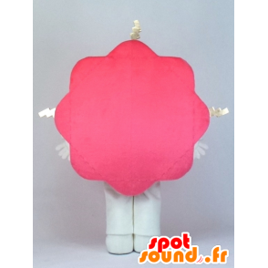 Mascotte nuvola rosa, un fiore gigante e sorridente - MASFR27367 - Yuru-Chara mascotte giapponese