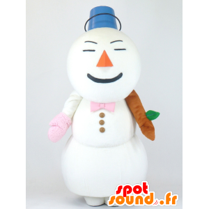 Mascotte de bonhomme de neige géant, à l'air farouche - MASFR27368 - Mascottes Yuru-Chara Japonaises