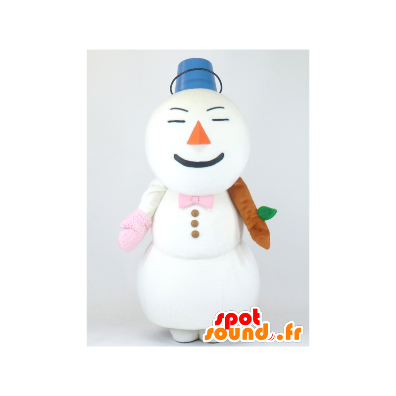 Mascotte de bonhomme de neige géant, à l'air farouche - MASFR27368 - Mascottes Yuru-Chara Japonaises