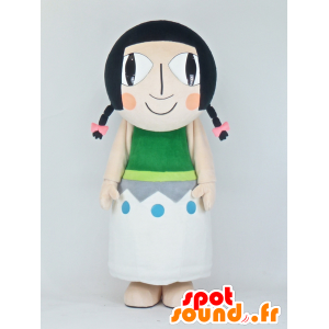 Kokeshi maskot, indisk brunette med en farverig kjole -