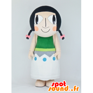 Mascotte Kokeshi, marrone indiano con un abito colorato - MASFR27369 - Yuru-Chara mascotte giapponese
