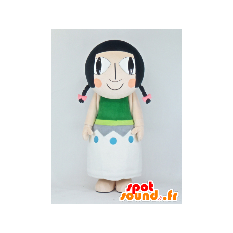 Mascotte Kokeshi, Indian braun mit einem bunten Kleid - MASFR27369 - Yuru-Chara japanischen Maskottchen