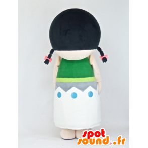 Kokeshi maskot, indisk brunette med en farverig kjole -