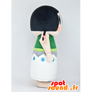 Kokeshi maskot, indisk brunette med en farverig kjole -