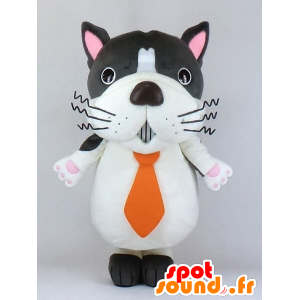 Mascotte Jooob, gigante cane grigio e nero con una cravatta - MASFR27371 - Yuru-Chara mascotte giapponese