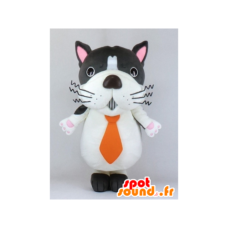 Mascotte de Jooob, chien gris et blanc géant avec une cravate - MASFR27371 - Mascottes Yuru-Chara Japonaises