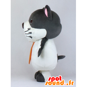 Mascot Jooob gigantische grijze en witte hond met een gelijkspel - MASFR27371 - Yuru-Chara Japanse Mascottes