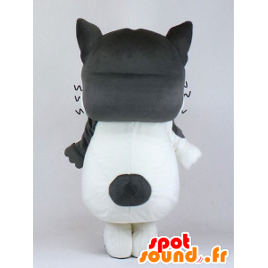 Maskot Jooob, jättegrå och vit hund med slips - Spotsound maskot