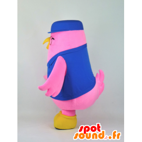 Mascot Aibado pukeutunut pinkki ja keltainen lintu sininen yhtenäinen - MASFR27372 - Mascottes Yuru-Chara Japonaises