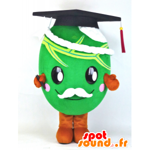 Mascotte de M. Bean, haricot géant avec une toque de diplômé - MASFR27373 - Mascottes Yuru-Chara Japonaises