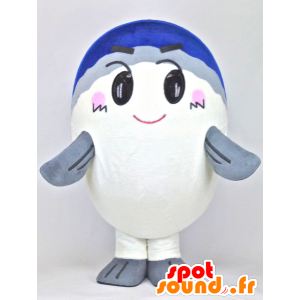 Mascotte de Azumagyogyou, poisson blanc, bleu et gris - MASFR27375 - Mascottes Yuru-Chara Japonaises