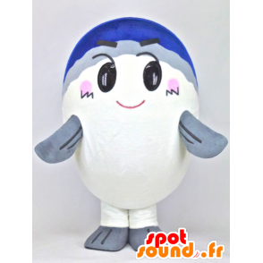 Mascot Azumagyogyou, witte vis, blauw en grijs - MASFR27375 - Yuru-Chara Japanse Mascottes