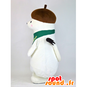 Mascota Okomin, armiño blanco con una borla en la cabeza - MASFR27376 - Yuru-Chara mascotas japonesas