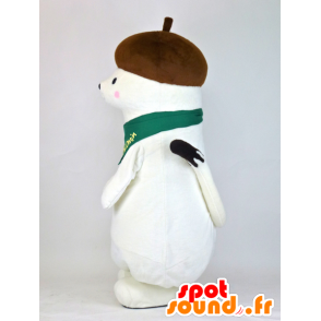 Okomin mascot, white ermine with a tassel on his head - MASFR27376 - Yuru-Chara Japanese mascots