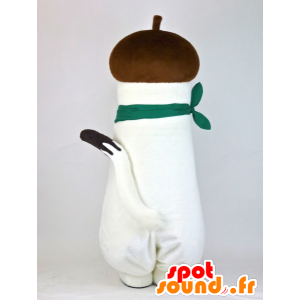Mascot Okomin, valkoinen kärppä kanssa tupsu hänen päänsä - MASFR27376 - Mascottes Yuru-Chara Japonaises