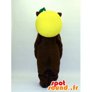 Miyazaki Hyi kun mascot, brown dog with a yellow pear - MASFR27377 - Yuru-Chara Japanese mascots