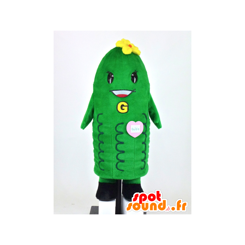 Mascot Chibi-Goya, giant pickle green and smiling - MASFR27380 - Yuru-Chara Japanese mascots