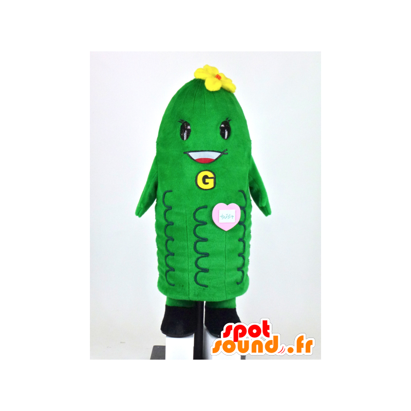 Chibi-Goya maskot, kæmpe grøn pickle og smilende - Spotsound