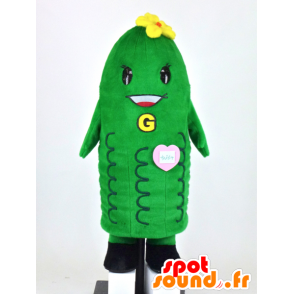 Mascot Chibi-Goya, giant pickle green and smiling - MASFR27380 - Yuru-Chara Japanese mascots