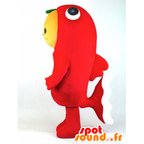 Mascotte de Mikakin, poisson géant rouge avec une tête d'orange - MASFR27382 - Mascottes Yuru-Chara Japonaises