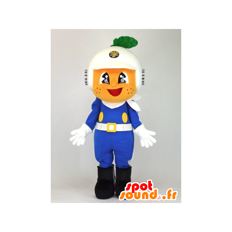 Mascotte de Manabukun, clémentine en uniforme de policier - MASFR27385 - Mascottes Yuru-Chara Japonaises