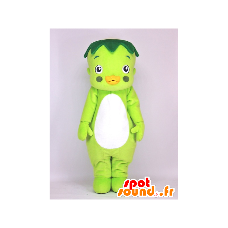Zelený a bílý pták maskot s listem - MASFR27387 - Yuru-Chara japonské Maskoti