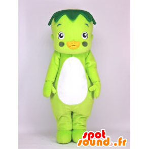 Mascotte d'oiseau vert et blanc avec une feuille d'arbre - MASFR27387 - Mascottes Yuru-Chara Japonaises