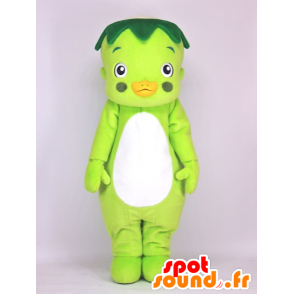 Verde e bianco uccello mascotte con una foglia - MASFR27387 - Yuru-Chara mascotte giapponese