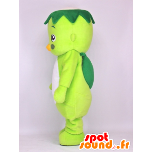 Mascotte d'oiseau vert et blanc avec une feuille d'arbre - MASFR27387 - Mascottes Yuru-Chara Japonaises