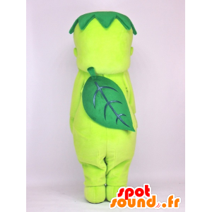 Mascotte d'oiseau vert et blanc avec une feuille d'arbre - MASFR27387 - Mascottes Yuru-Chara Japonaises