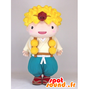 Asketen kun Maskottchen, blonde Junge mit grünen Flügeln - MASFR27388 - Yuru-Chara japanischen Maskottchen